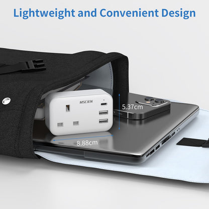 UK To European Travel Plug Adapter With USB-C