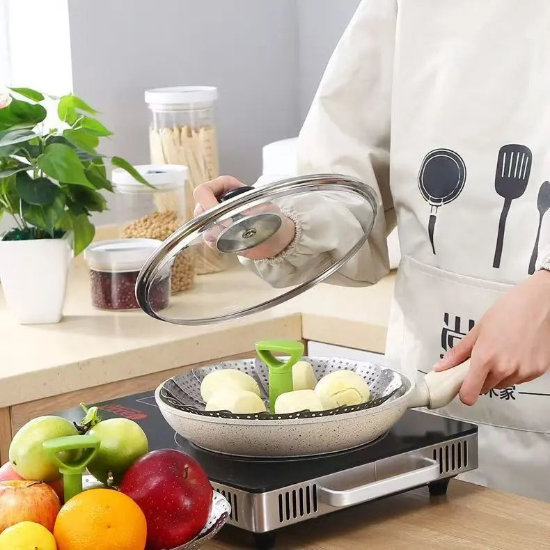 Universal Foldable Stainless Steel Vegetable Steamer Basket with Extendable Handle