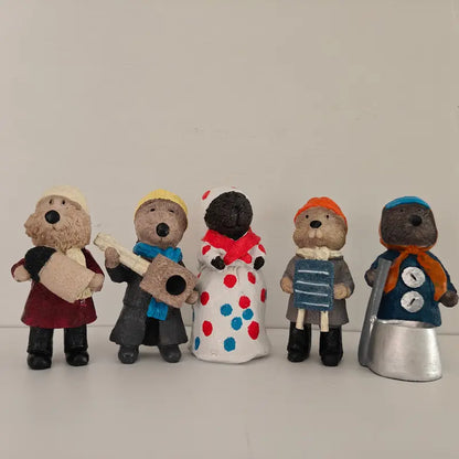 Whimsical Hand-Painted Resin Beaver Figurines
