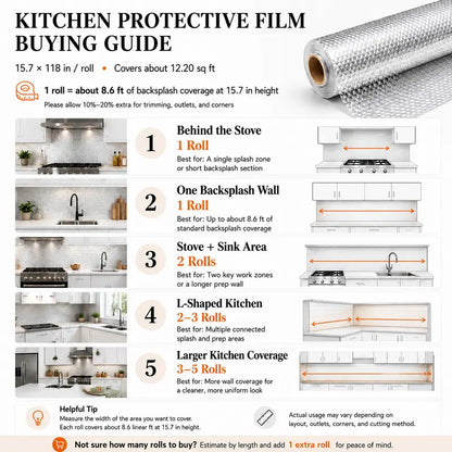 Heavy-Duty Peel-and-Stick Aluminum Foil Wallpaper for Oil-Proof & Heat-Resistant Kitchen Backsplash Protection