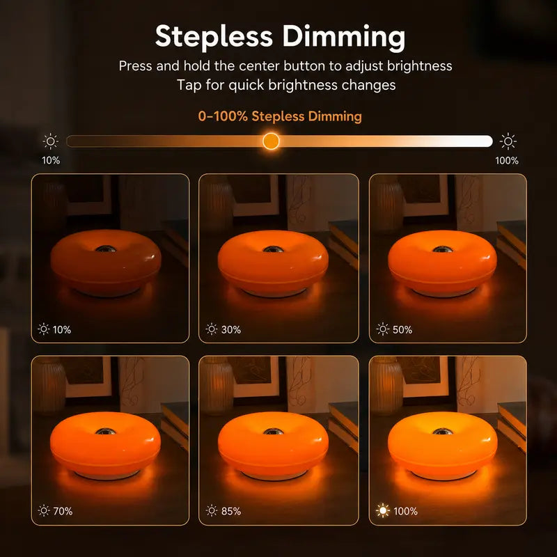 Cozy Orange Donut Cordless Rechargeable Mood Lamp