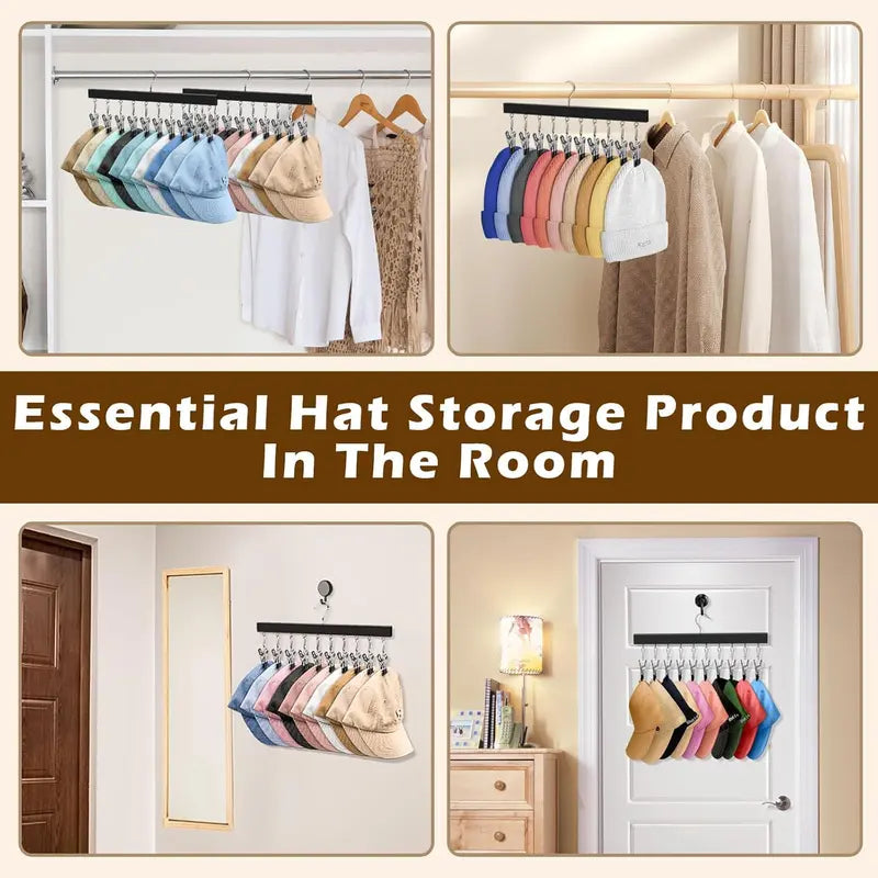 Multi-Clip Space-Saving Closet Hanger for Hats & Pants