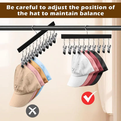 Multi-Clip Space-Saving Closet Hanger for Hats & Pants