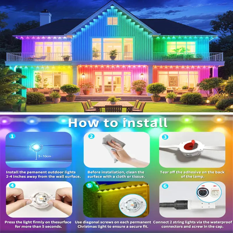 Transform Homes With Vivid RGBIC Outdoor Eave Lights