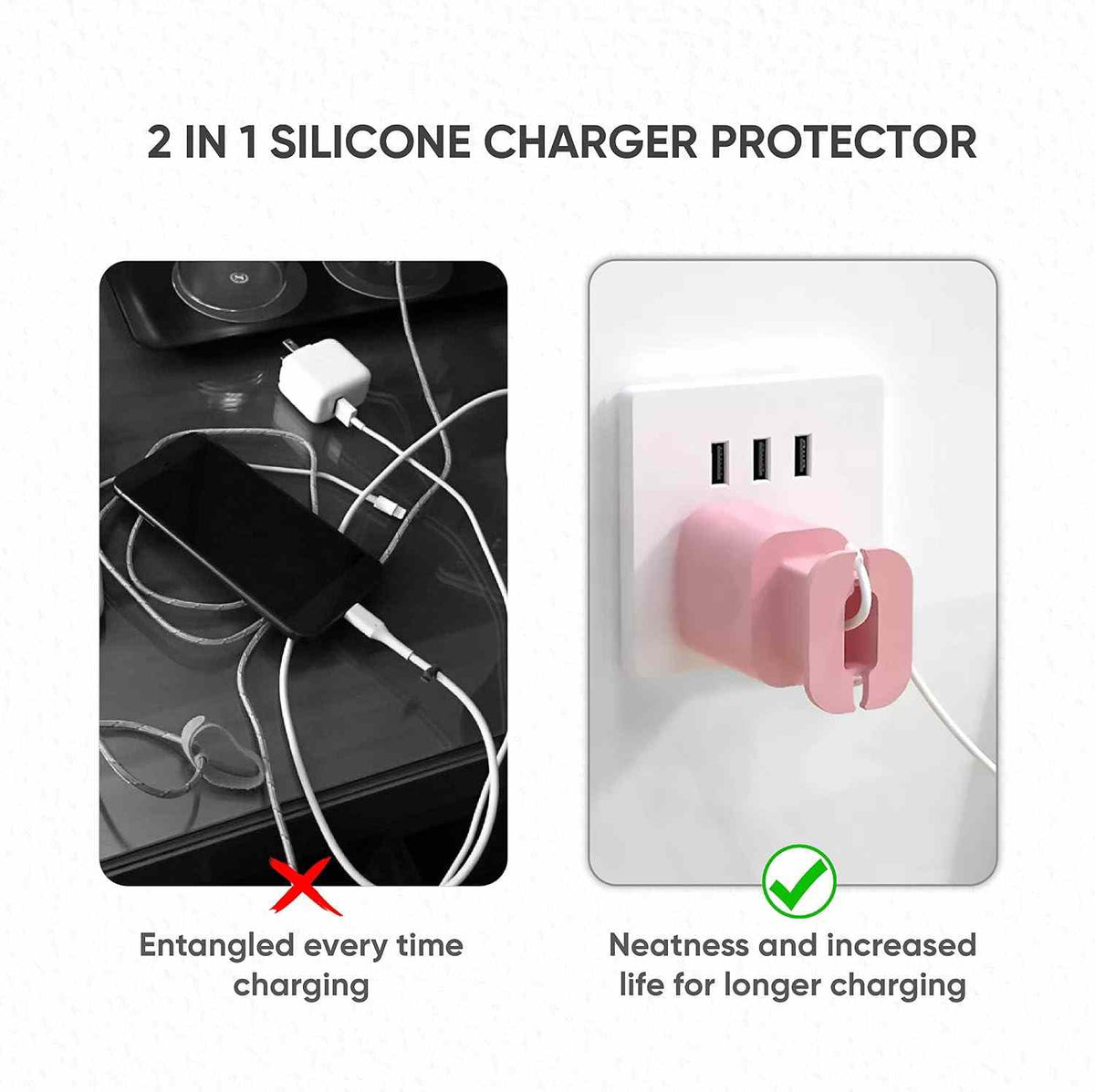 Say Goodbye to Messy Cables: 3-in-1 Silicone Charger & Cord Organizer Case | Buy 1 Get 1 Free
