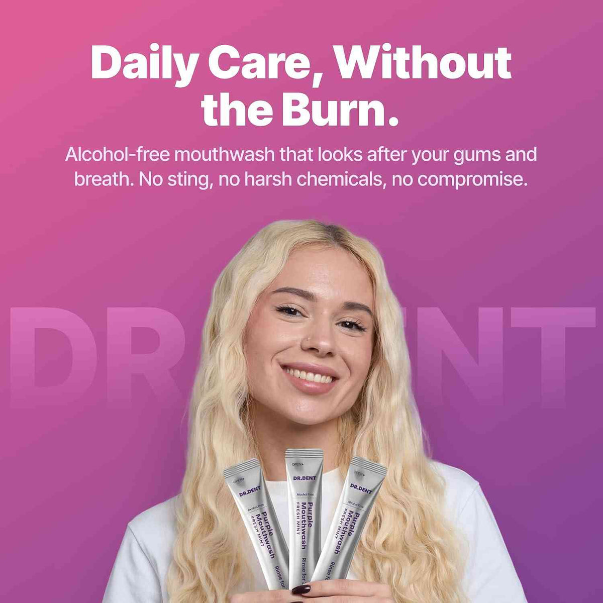 Purple Teeth Whitening Mouthwash Packets - Instant Yellow Neutralizing & Long-Lasting Fresh Breath