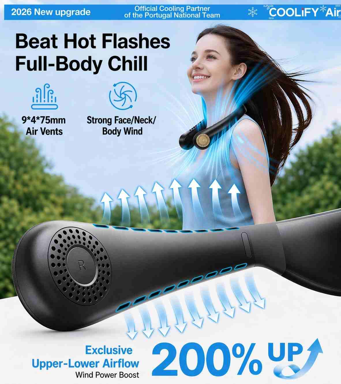 Instant Cooling Portable Neck Air Conditioner Fan with Surround Airflow | 2 Pack per Ser