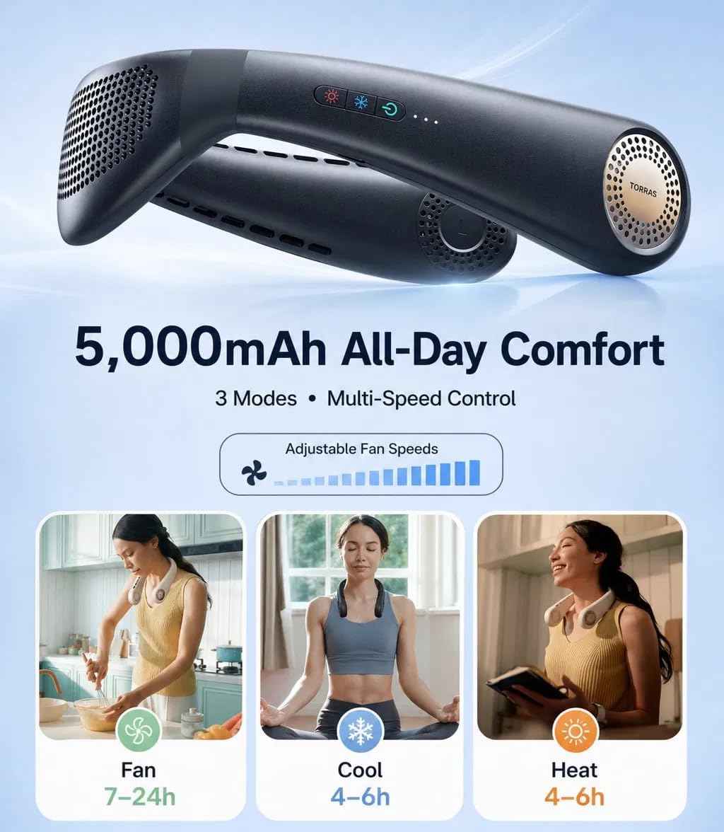 Instant Cooling Portable Neck Air Conditioner Fan with Surround Airflow | 2 Pack per Ser