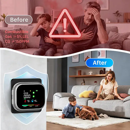 6-in-1 Portable Smart Air & Gas Monitor - Plug-and-Play Home Safety Guardian