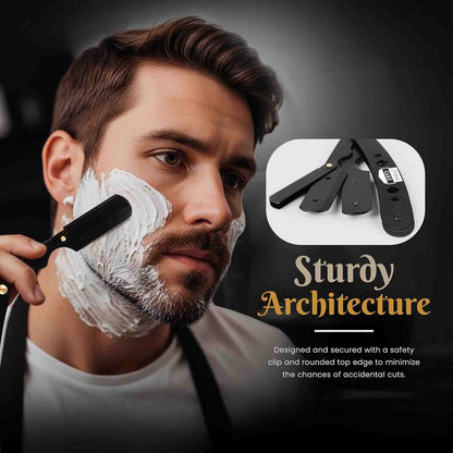 Professional Straight Edge Barber Razor Kit with 100 Single Edge Blades | Buy 1 Get 1 Free