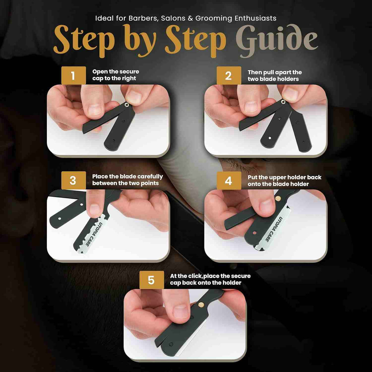 Professional Straight Edge Barber Razor Kit with 100 Single Edge Blades | Buy 1 Get 1 Free