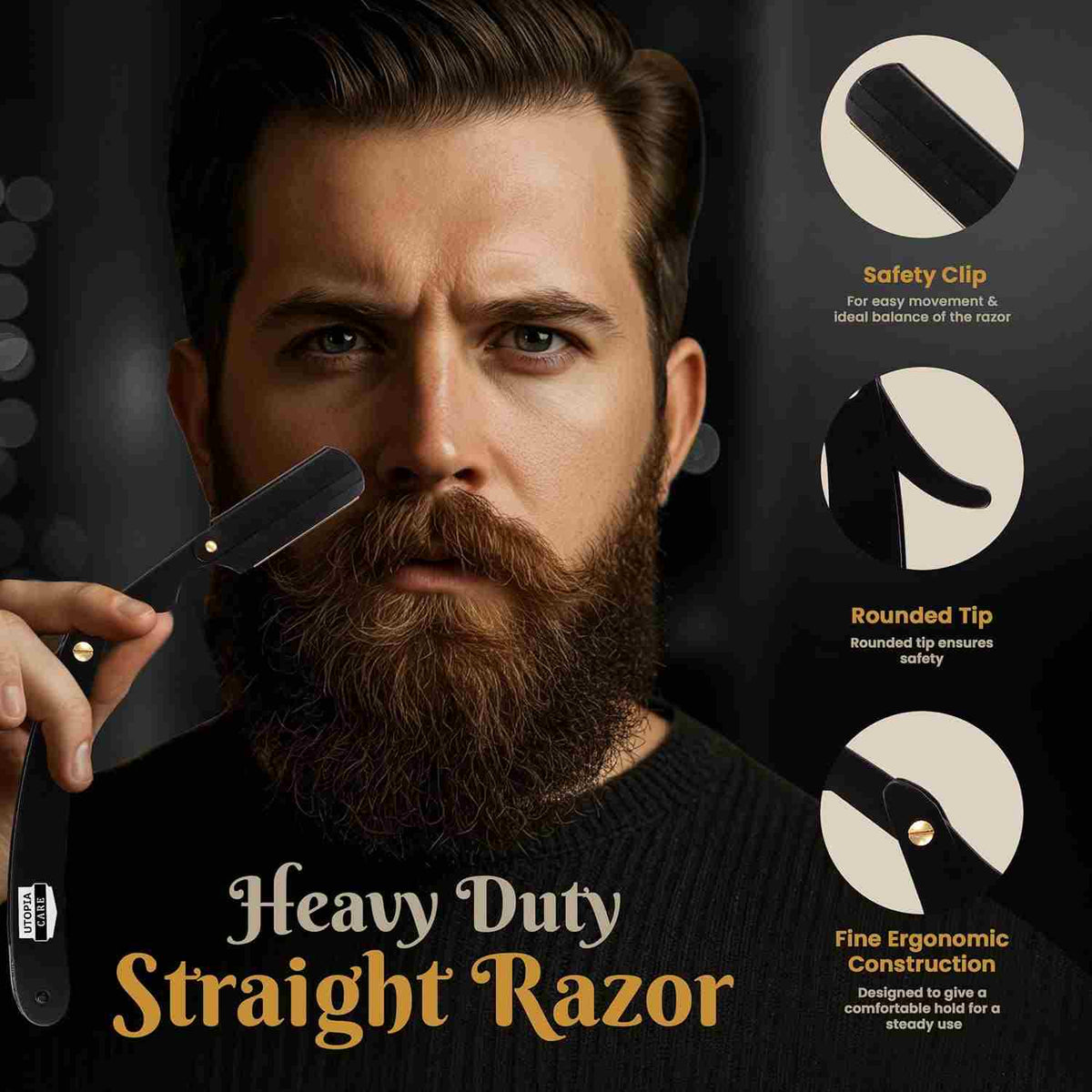 Professional Straight Edge Barber Razor Kit with 100 Single Edge Blades | Buy 1 Get 1 Free