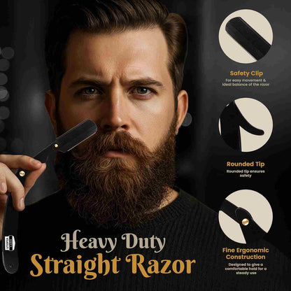 Professional Straight Edge Barber Razor Kit with 100 Single Edge Blades | Buy 1 Get 1 Free