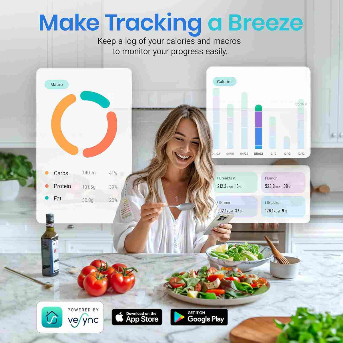 Smart Digital Nutrition Scale with App Macro & Calorie Tracker