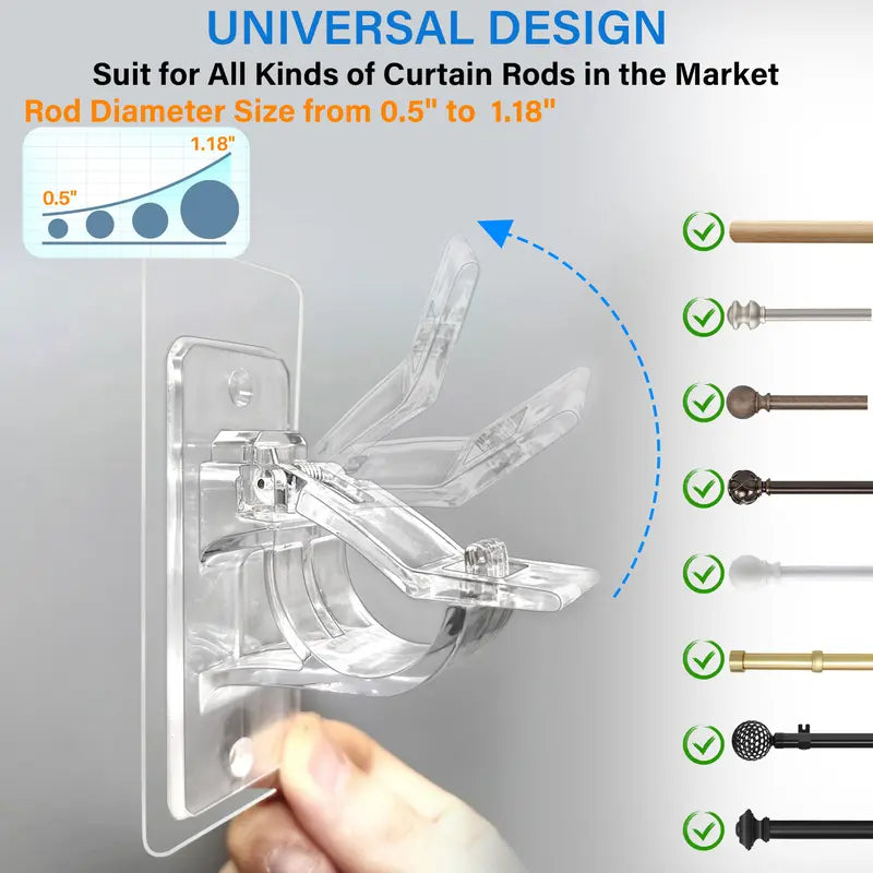 No-Drill Adhesive Curtain Rod Holders (8-Pack)
