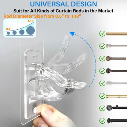 No-Drill Adhesive Curtain Rod Holders (8-Pack)