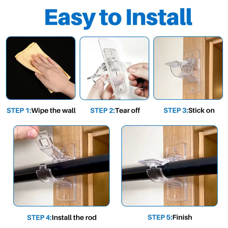 No-Drill Adhesive Curtain Rod Holders (8-Pack)