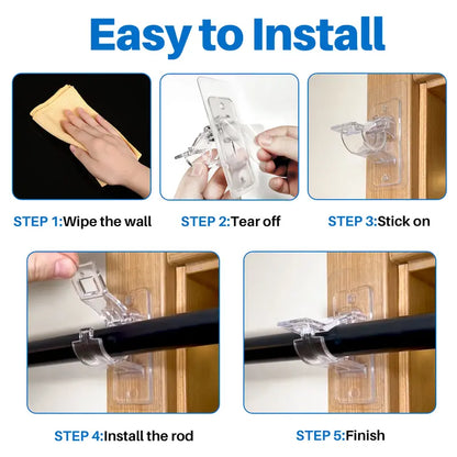No-Drill Adhesive Curtain Rod Holders (8-Pack)