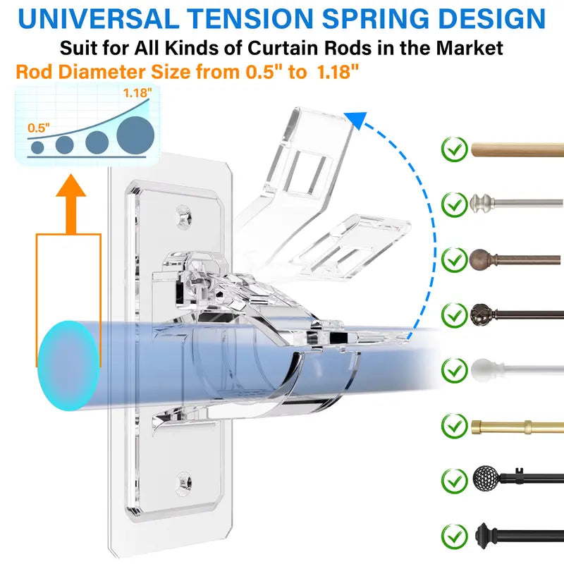 No-Drill Adhesive Curtain Rod Holders (8-Pack)