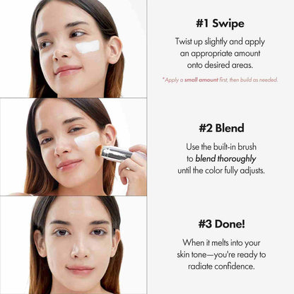 Flawless Color-Changing Foundation Stick with Built-In Brush
