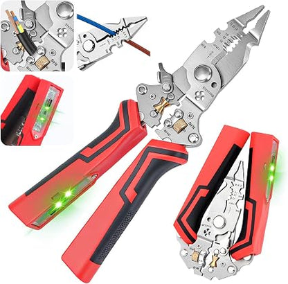 16-in-1 Foldable Wire Stripper with Integrated Voltage Tester & Precision Cutter | 2 Pack per Set