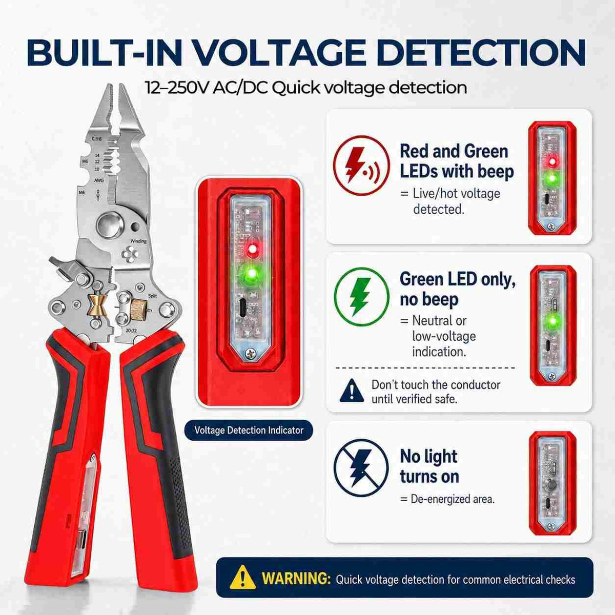 16-in-1 Foldable Wire Stripper with Integrated Voltage Tester & Precision Cutter | 2 Pack per Set