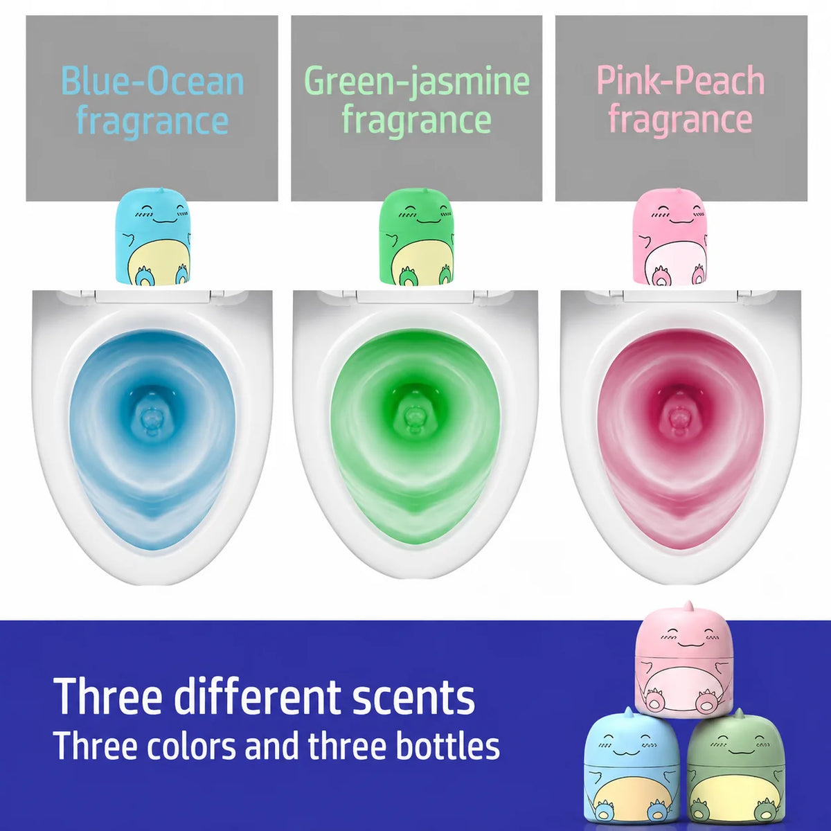 Cute Dinosaur Toilet Cleaner – Freshness & Stain Protection | 3 Pack per Set