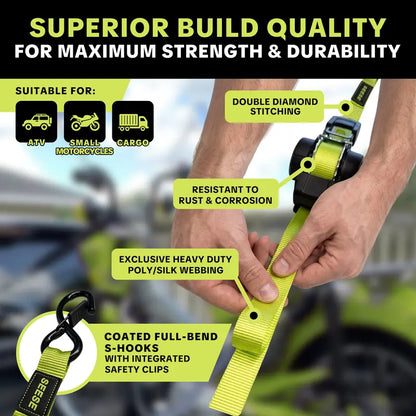 Effortless Cargo Security: 1" x 11ft Heavy Duty Ratchet Tie Down Straps
