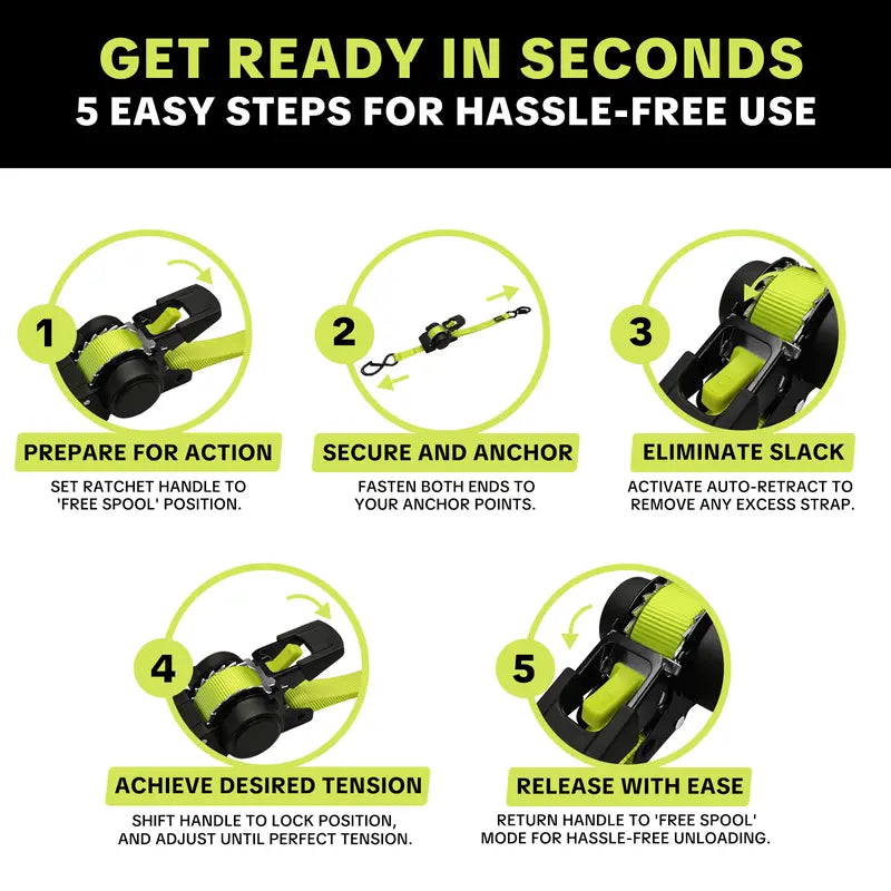 Effortless Cargo Security: 1" x 11ft Heavy Duty Ratchet Tie Down Straps