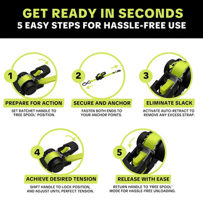 Effortless Cargo Security: 1" x 11ft Heavy Duty Ratchet Tie Down Straps