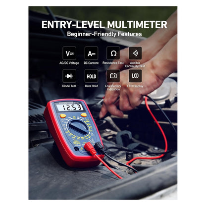 AstroAI Digital Multimeter Tester 2000 Counts with DC AC Voltmeter and Ohm Volt Amp Meter; Measures Voltage, Current, Re original product photo