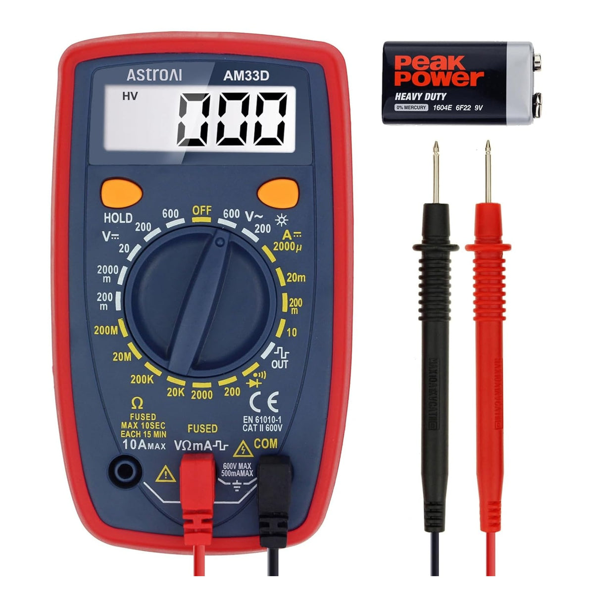 AstroAI Digital Multimeter Tester 2000 Counts with DC AC Voltmeter and Ohm Volt Amp Meter; Measures Voltage, Current, Re original product photo