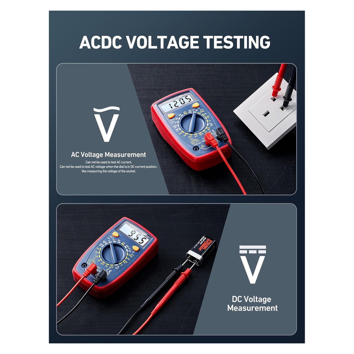 AstroAI Digital Multimeter Tester 2000 Counts with DC AC Voltmeter and Ohm Volt Amp Meter; Measures Voltage, Current, Re original product photo