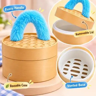 Dumpling Plush with Steamer Basket – 3.9-Inch Duo – product view