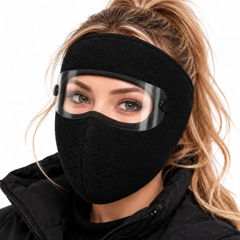 Winter Face Mask with Detachable Goggles, Windproof Thermal Fleece Lined Full Face Cover for Men and Women, Breathable Cold Weather Protection for Outdoor Cycling Motorcycle Riding Skiing Snowboard rider Windproof face covers & mask headwear sport original gallery 1