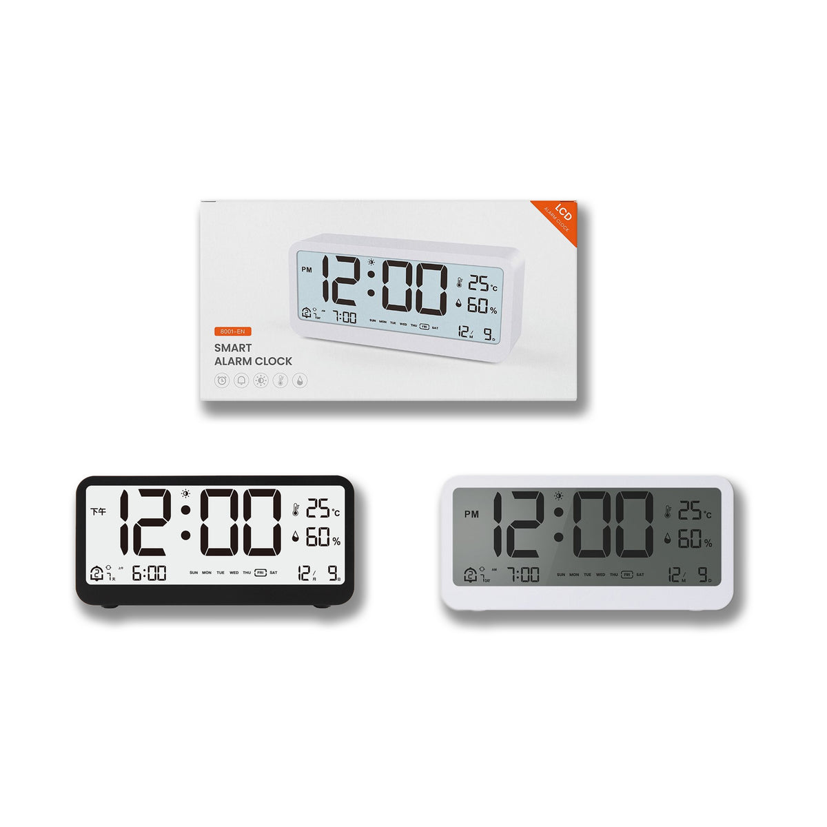 Alarm clock packaging and both colors