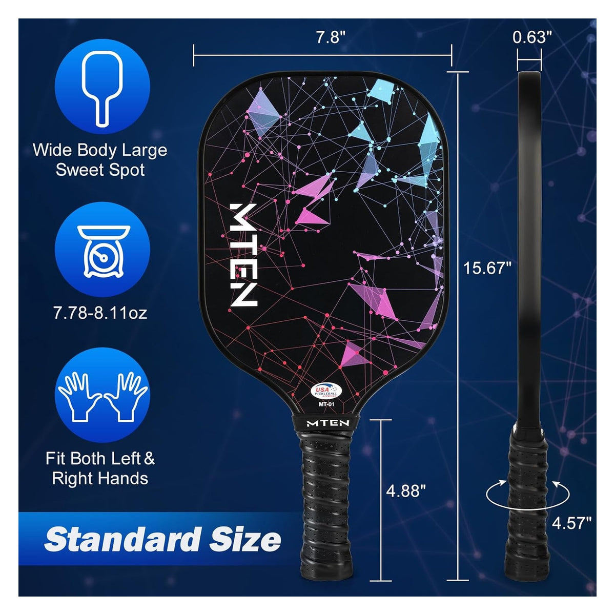 MTEN Pickleball Paddles Set of 2/4/1, USAPA Approved Fiberglass Rackets original product photo