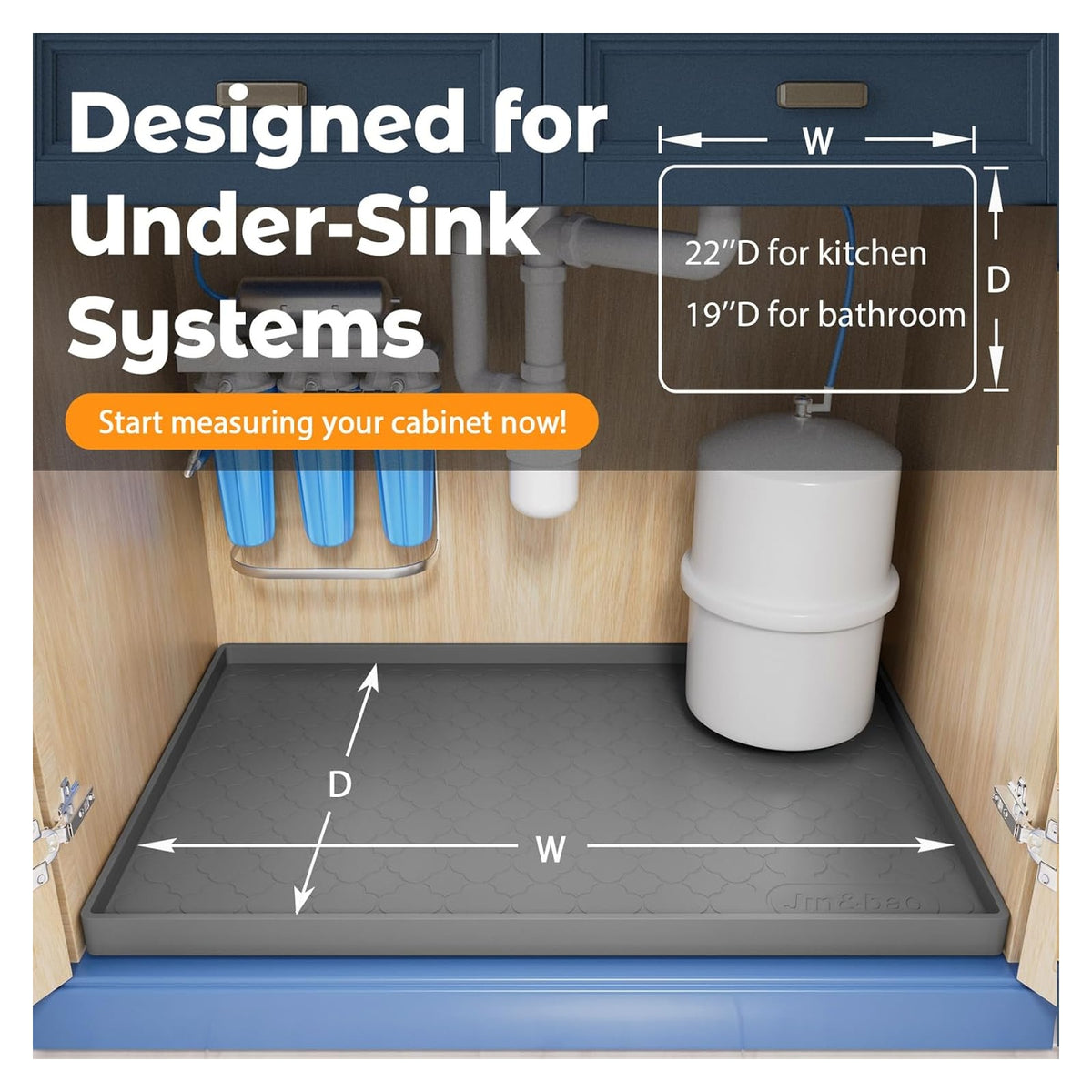 Dark gray silicone under-sink mat product photo 7