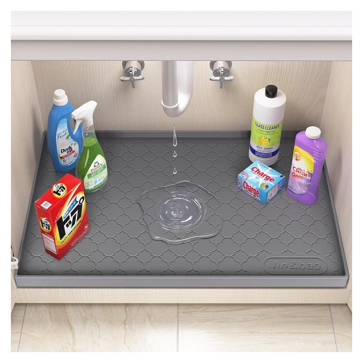 Dark gray silicone under-sink mat product photo 4