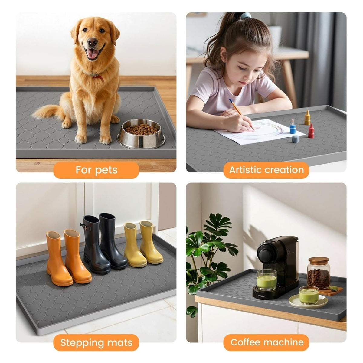 Dark gray silicone under-sink mat product photo 8