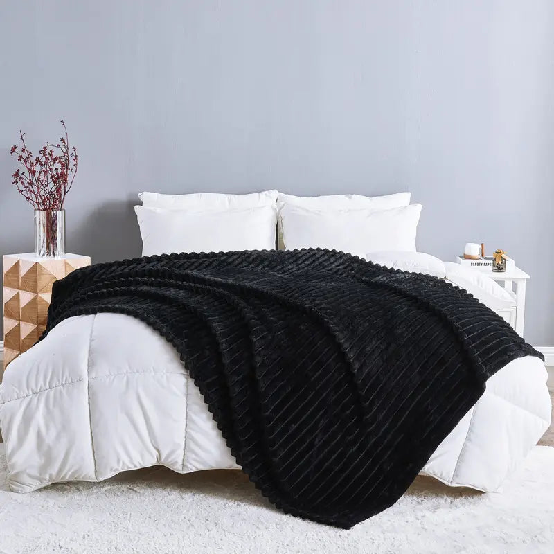 GC Osum Ribbed Fleece Throw Blanket – 1.2 × 2 m – product view