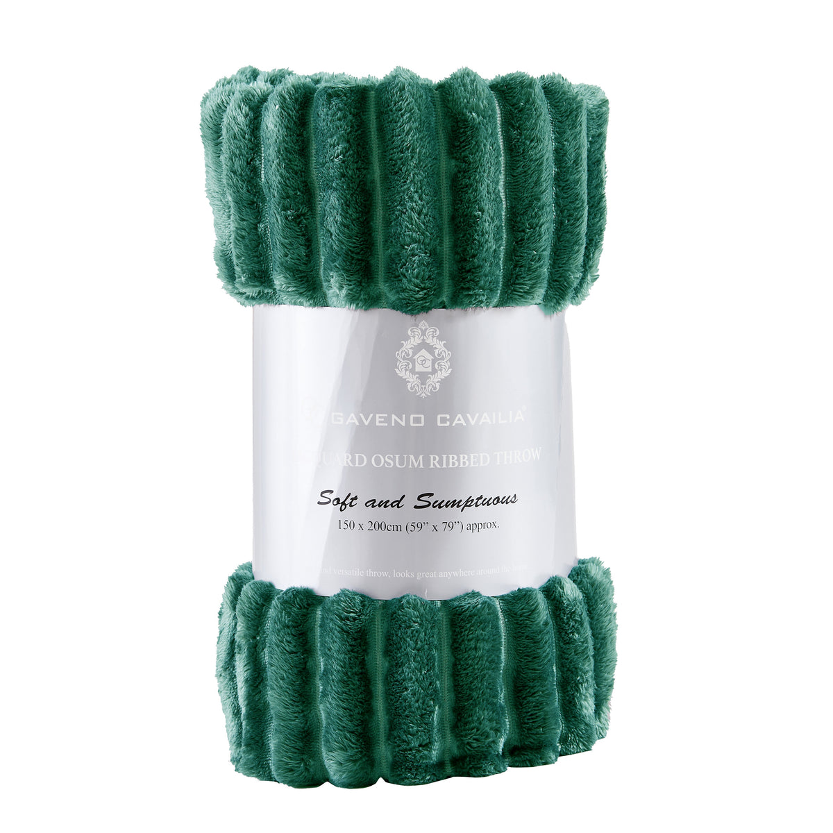 GC Osum Ribbed Fleece Throw Blanket – 1.2 × 2 m – Dark Green
