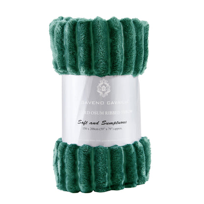 GC Osum Ribbed Fleece Throw Blanket – 1.2 × 2 m – Dark Green
