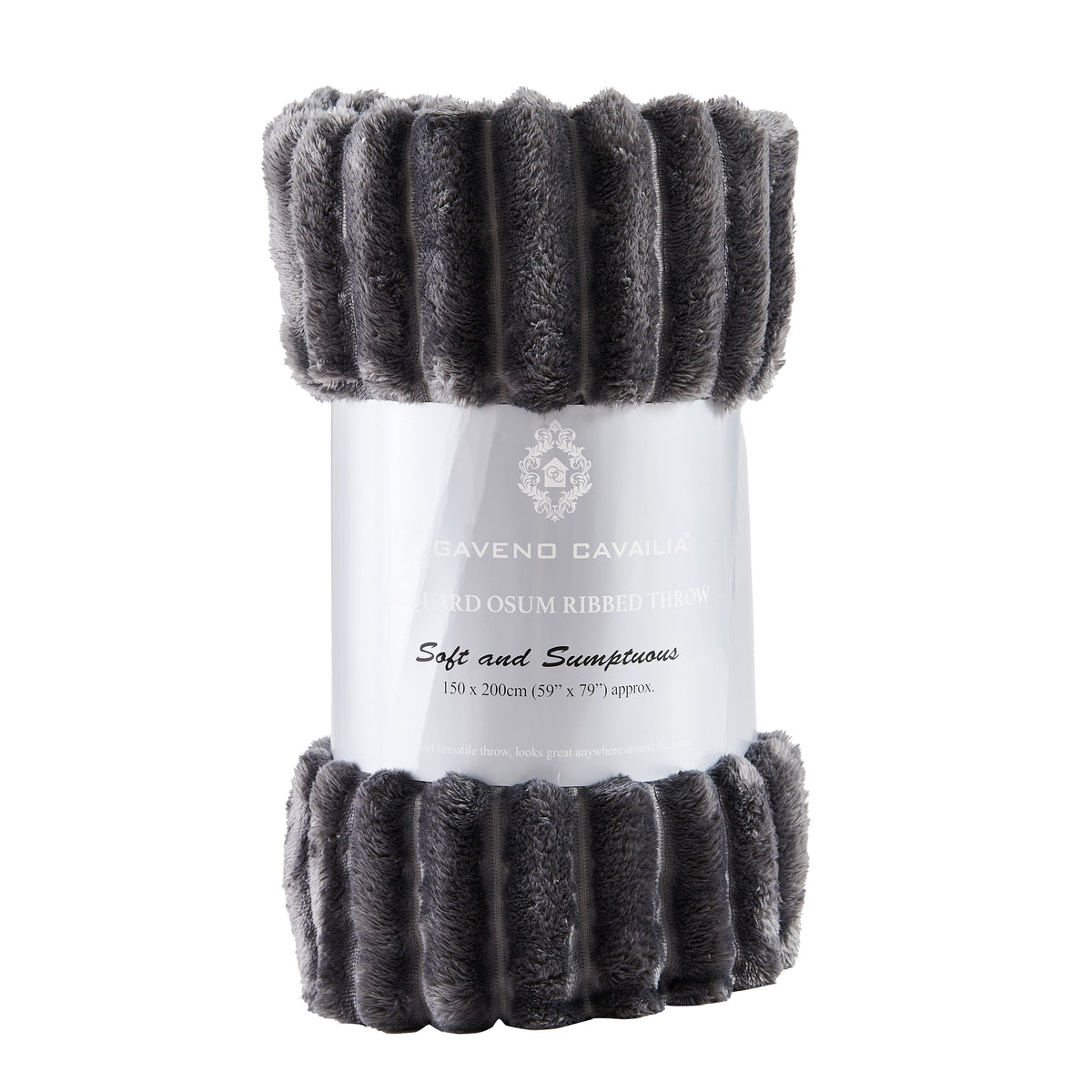 GC Osum Ribbed Fleece Throw Blanket – 1.2 × 2 m – Charcoal