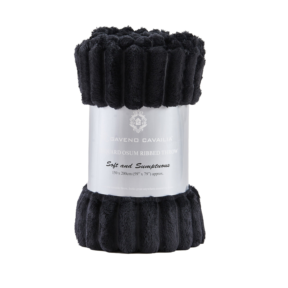 GC Osum Ribbed Fleece Throw Blanket – 1.2 × 2 m – Black