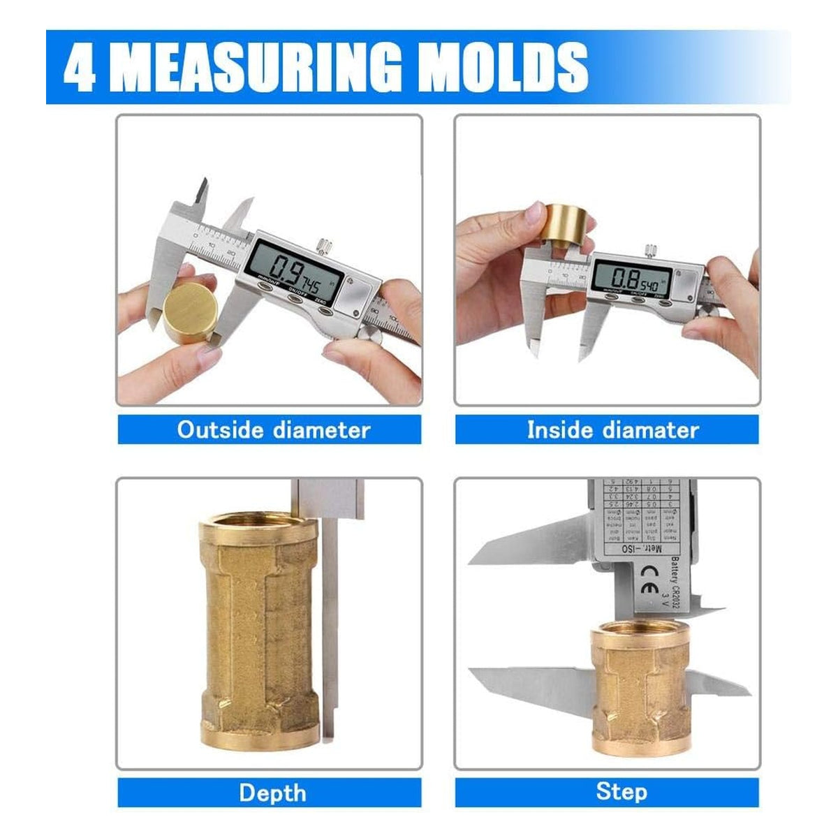 Digital Caliper Measuring Tool, Stainless Steel Vernier Caliper Digital Micrometer with Large LCD Screen, Easy Switch fr original product photo