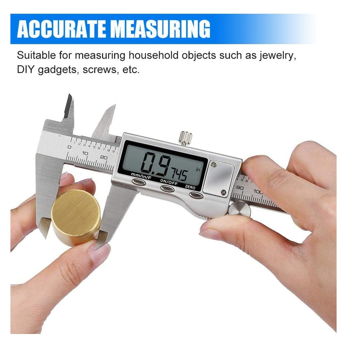 Digital Caliper Measuring Tool, Stainless Steel Vernier Caliper Digital Micrometer with Large LCD Screen, Easy Switch fr original product photo