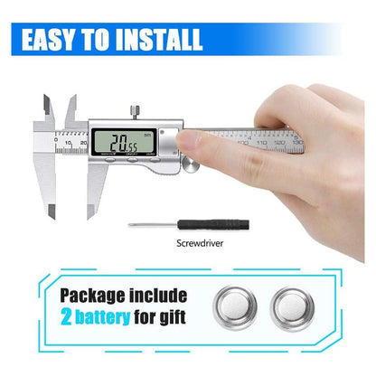 Digital Caliper Measuring Tool, Stainless Steel Vernier Caliper Digital Micrometer with Large LCD Screen, Easy Switch fr original product photo