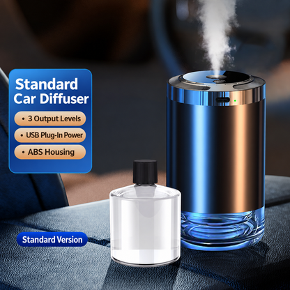 Standard car diffuser with three output levels, USB plug-in power and ABS housing