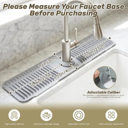 Silicone Faucet Splash Guard Mat - Two-Piece Set — Gray